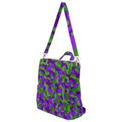 Purple And Green Camouflage Crossbody Backpack by SpinnyChairDesigns