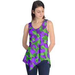 Purple And Green Camouflage Sleeveless Tunic by SpinnyChairDesigns