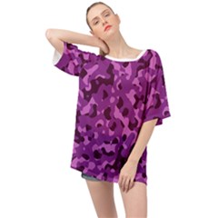 Dark Purple Camouflage Pattern Oversized Chiffon Top by SpinnyChairDesigns