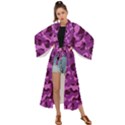 Dark Purple Camouflage Pattern Maxi Kimono View1