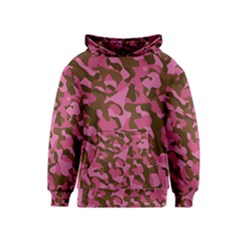 Pink And Brown Camouflage Kids  Pullover Hoodie by SpinnyChairDesigns