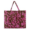 Pink and Brown Camouflage Zipper Large Tote Bag View1