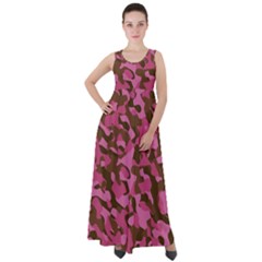 Pink And Brown Camouflage Empire Waist Velour Maxi Dress by SpinnyChairDesigns