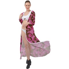 Pink And Brown Camouflage Maxi Chiffon Beach Wrap by SpinnyChairDesigns