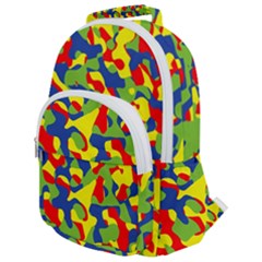 Colorful Rainbow Camouflage Pattern Rounded Multi Pocket Backpack by SpinnyChairDesigns