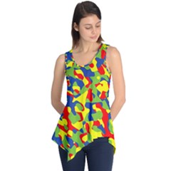 Colorful Rainbow Camouflage Pattern Sleeveless Tunic by SpinnyChairDesigns