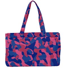 Blue And Pink Camouflage Pattern Canvas Work Bag by SpinnyChairDesigns