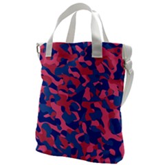 Blue And Pink Camouflage Pattern Canvas Messenger Bag by SpinnyChairDesigns