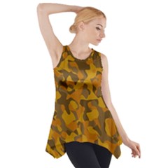 Brown And Orange Camouflage Side Drop Tank Tunic by SpinnyChairDesigns