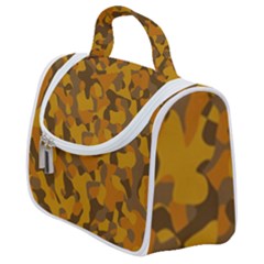 Brown And Orange Camouflage Satchel Handbag by SpinnyChairDesigns