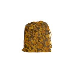 Brown And Orange Camouflage Drawstring Pouch (xs) by SpinnyChairDesigns