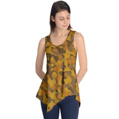 Brown And Orange Camouflage Sleeveless Tunic by SpinnyChairDesigns