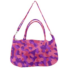 Pink And Purple Camouflage Removal Strap Handbag by SpinnyChairDesigns