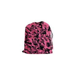 Black And Pink Camouflage Pattern Drawstring Pouch (xs) by SpinnyChairDesigns