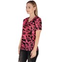 Black and Pink Camouflage Pattern Women s V-Neck Scrub Top View2