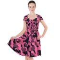 Black and Pink Camouflage Pattern Cap Sleeve Midi Dress View1