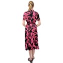 Black and Pink Camouflage Pattern Keyhole Neckline Chiffon Dress View2