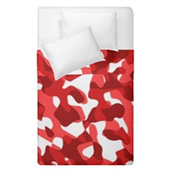 Red And White Camouflage Pattern Duvet Cover Double Side (single Size) by SpinnyChairDesigns