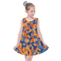 Blue and Orange Camouflage Pattern Kids  Summer Dress View1