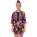 Purple and Yellow Camouflage Pattern Open Front Chiffon Kimono View1