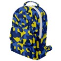 Blue and Yellow Camouflage Pattern Flap Pocket Backpack (Small) View1