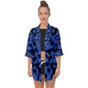 Black and Blue Camouflage Pattern Open Front Chiffon Kimono View1