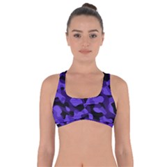 Purple Black Camouflage Pattern Got No Strings Sports Bra by SpinnyChairDesigns