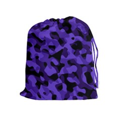 Purple Black Camouflage Pattern Drawstring Pouch (xl) by SpinnyChairDesigns