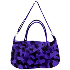 Purple Black Camouflage Pattern Removal Strap Handbag by SpinnyChairDesigns