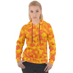 Orange And Yellow Camouflage Pattern Women s Overhead Hoodie by SpinnyChairDesigns