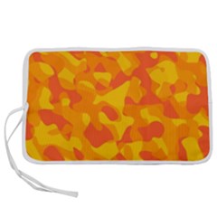 Orange And Yellow Camouflage Pattern Pen Storage Case (m) by SpinnyChairDesigns