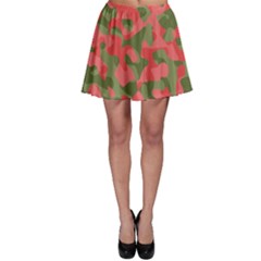 Pink And Green Camouflage Pattern Skater Skirt by SpinnyChairDesigns