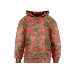 Pink And Green Camouflage Pattern Kids  Pullover Hoodie by SpinnyChairDesigns