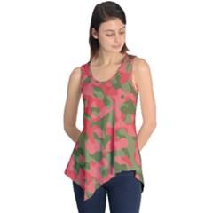 Pink And Green Camouflage Pattern Sleeveless Tunic by SpinnyChairDesigns