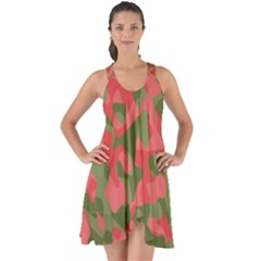 Pink And Green Camouflage Pattern Show Some Back Chiffon Dress by SpinnyChairDesigns