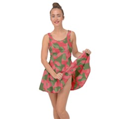 Pink And Green Camouflage Pattern Inside Out Casual Dress by SpinnyChairDesigns