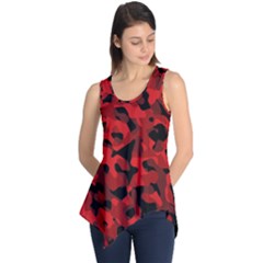 Red And Black Camouflage Pattern Sleeveless Tunic by SpinnyChairDesigns