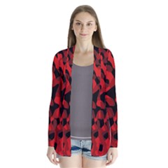 Red And Black Camouflage Pattern Drape Collar Cardigan by SpinnyChairDesigns