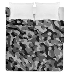 Grey And Black Camouflage Pattern Duvet Cover Double Side (queen Size) by SpinnyChairDesigns