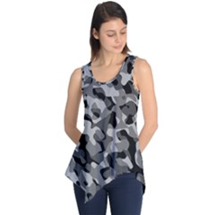 Grey And Black Camouflage Pattern Sleeveless Tunic by SpinnyChairDesigns