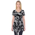 Grey and Black Camouflage Pattern Short Sleeve Tunic  View1