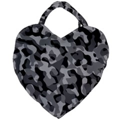 Grey And Black Camouflage Pattern Giant Heart Shaped Tote by SpinnyChairDesigns