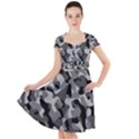 Grey and Black Camouflage Pattern Cap Sleeve Midi Dress View1