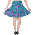 Purple and Teal Camouflage Pattern Velvet High Waist Skirt View2