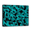 Black and Teal Camouflage Pattern Canvas 14  x 11  (Stretched) View1