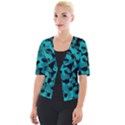 Black and Teal Camouflage Pattern Cropped Button Cardigan View1