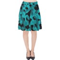 Black and Teal Camouflage Pattern Velvet High Waist Skirt View1