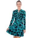 Black and Teal Camouflage Pattern Long Sleeve Panel Dress View1