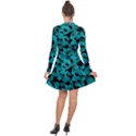 Black and Teal Camouflage Pattern Long Sleeve Panel Dress View2