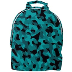 Black And Teal Camouflage Pattern Mini Full Print Backpack by SpinnyChairDesigns